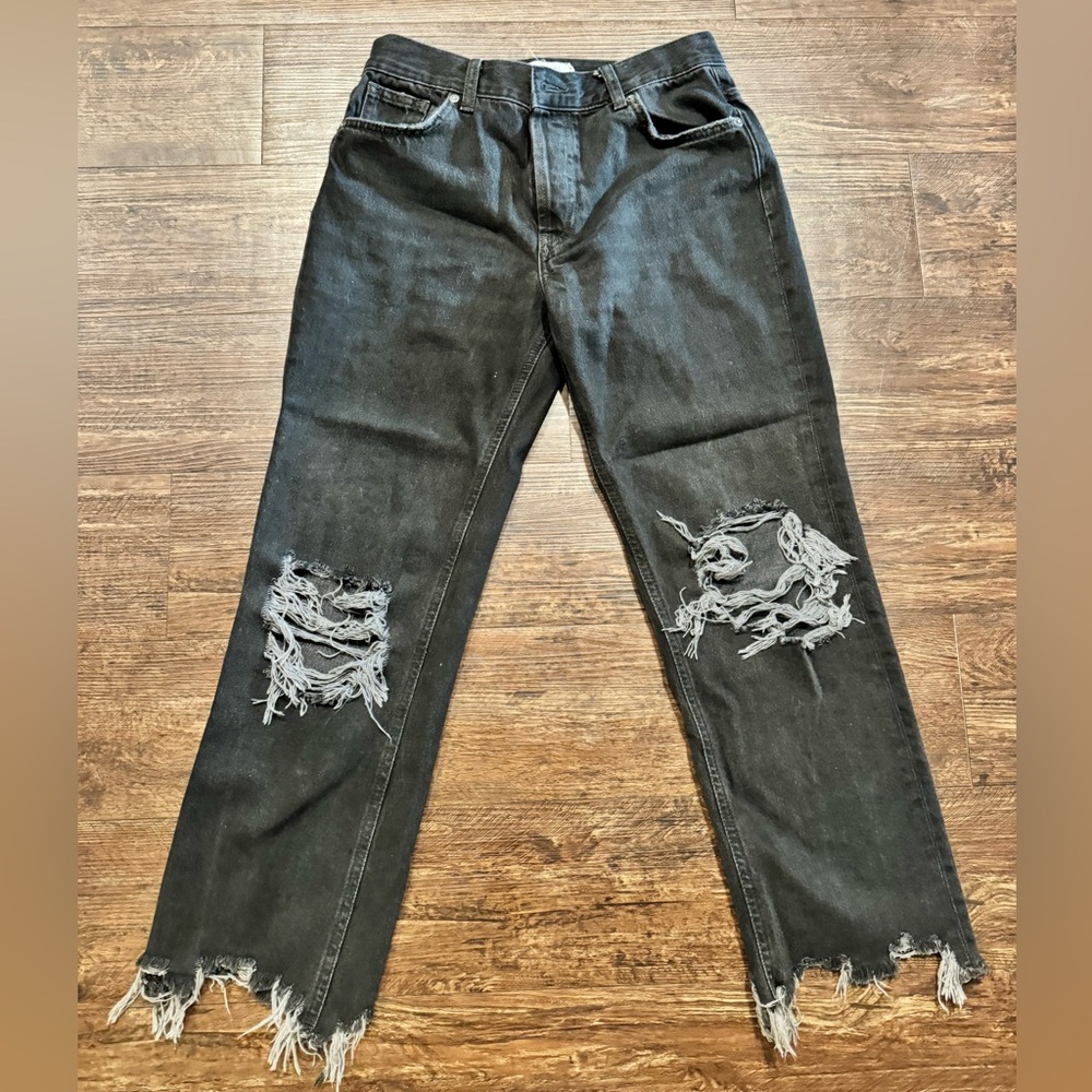 Free People Distressed Straight Leg Jeans
